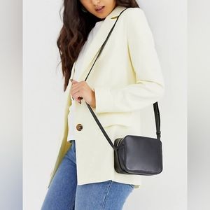 NWOT Asos camera leather crossbody bag in black